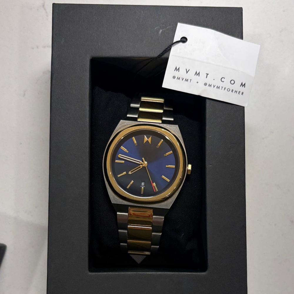MVMT Gold & Blue Stainless Steel Bracelet Watch